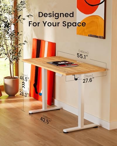 ErGear Height Adjustable Electric Standing Desk  47 2 x 23 6 Inches Sit Stand up Desk  Memory Computer Home Office Desk with Two Piece Desktop  Black