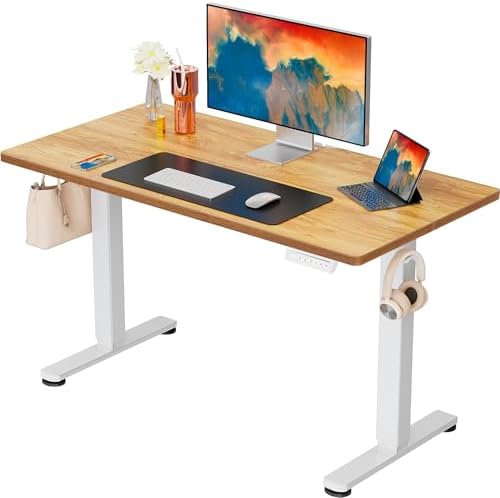 ErGear Height Adjustable Electric Standing Desk  47 2 x 23 6 Inches Sit Stand up Desk  Memory Computer Home Office Desk with Two Piece Desktop  Black