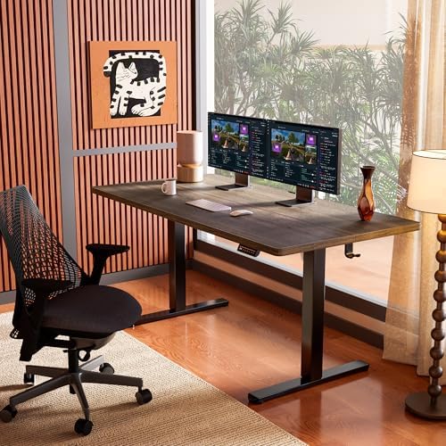 ErGear Height Adjustable Electric Standing Desk  47 2 x 23 6 Inches Sit Stand up Desk  Memory Computer Home Office Desk with Two Piece Desktop  Black