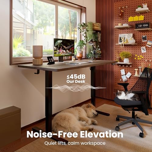 ErGear Height Adjustable Electric Standing Desk  47 2 x 23 6 Inches Sit Stand up Desk  Memory Computer Home Office Desk with Two Piece Desktop  Black