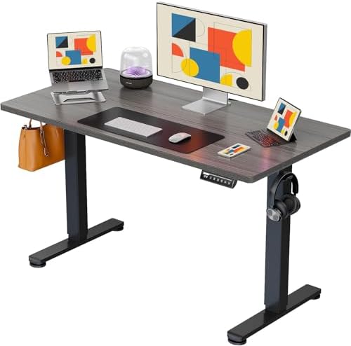 ErGear Height Adjustable Electric Standing Desk  47 2 x 23 6 Inches Sit Stand up Desk  Memory Computer Home Office Desk with Two Piece Desktop  Black