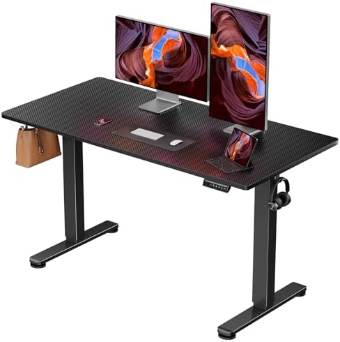 ErGear Height Adjustable Electric Standing Desk  47 2 x 23 6 Inches Sit Stand up Desk  Memory Computer Home Office Desk with Two Piece Desktop  Black