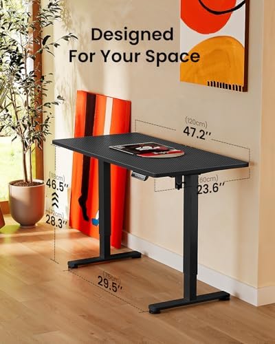 ErGear Height Adjustable Electric Standing Desk  47 2 x 23 6 Inches Sit Stand up Desk  Memory Computer Home Office Desk with Two Piece Desktop  Black