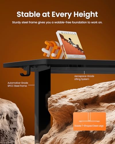ErGear Height Adjustable Electric Standing Desk  47 2 x 23 6 Inches Sit Stand up Desk  Memory Computer Home Office Desk with Two Piece Desktop  Black