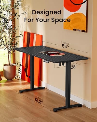 ErGear Height Adjustable Electric Standing Desk  47 2 x 23 6 Inches Sit Stand up Desk  Memory Computer Home Office Desk with Two Piece Desktop  Black