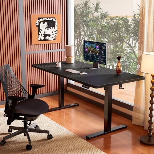 ErGear Height Adjustable Electric Standing Desk  47 2 x 23 6 Inches Sit Stand up Desk  Memory Computer Home Office Desk with Two Piece Desktop  Black