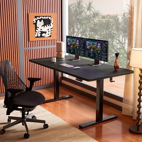 ErGear Height Adjustable Electric Standing Desk  47 2 x 23 6 Inches Sit Stand up Desk  Memory Computer Home Office Desk with Two Piece Desktop  Black