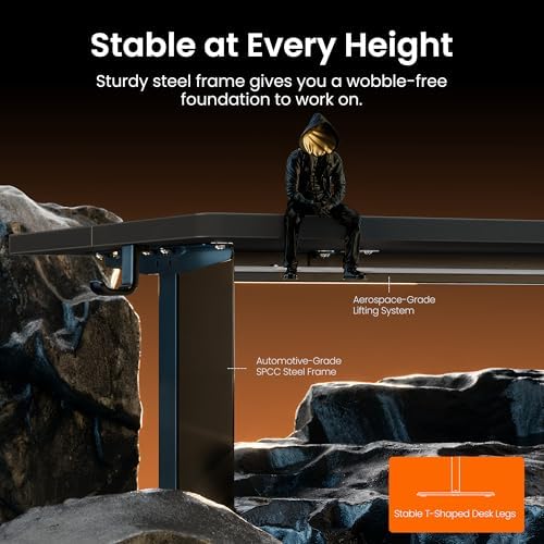 ErGear Height Adjustable Electric Standing Desk  47 2 x 23 6 Inches Sit Stand up Desk  Memory Computer Home Office Desk with Two Piece Desktop  Black