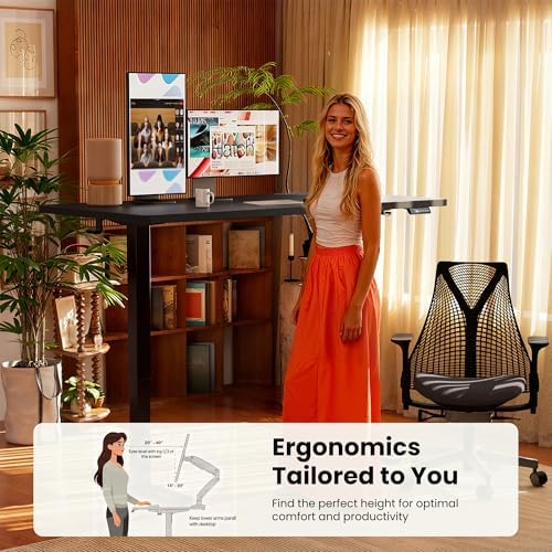 ErGear Height Adjustable Electric Standing Desk  47 2 x 23 6 Inches Sit Stand up Desk  Memory Computer Home Office Desk with Two Piece Desktop  Black