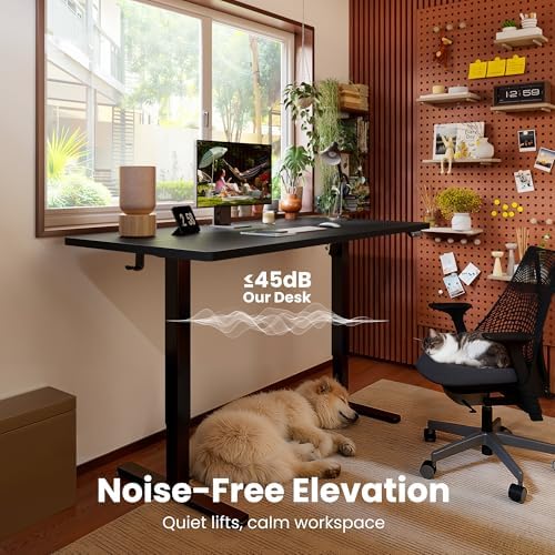 ErGear Height Adjustable Electric Standing Desk  47 2 x 23 6 Inches Sit Stand up Desk  Memory Computer Home Office Desk with Two Piece Desktop  Black