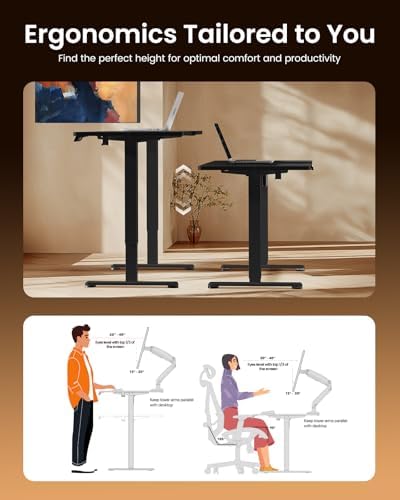ErGear Height Adjustable Electric Standing Desk  47 2 x 23 6 Inches Sit Stand up Desk  Memory Computer Home Office Desk with Two Piece Desktop  Carbon Fiber Black