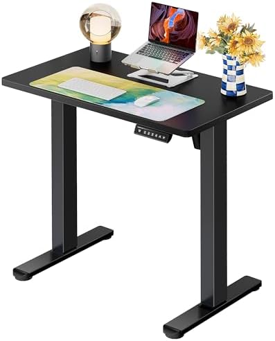 ErGear Height Adjustable Electric Standing Desk  47 2 x 23 6 Inches Sit Stand up Desk  Memory Computer Home Office Desk with Two Piece Desktop  Carbon Fiber Black