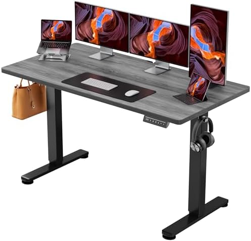 ErGear Height Adjustable Electric Standing Desk  47 2 x 23 6 Inches Sit Stand up Desk  Memory Computer Home Office Desk with Two Piece Desktop  Carbon Fiber Black