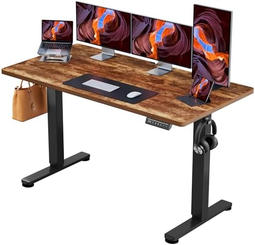 ErGear Height Adjustable Electric Standing Desk  47 2 x 23 6 Inches Sit Stand up Desk  Memory Computer Home Office Desk with Two Piece Desktop  Carbon Fiber Black