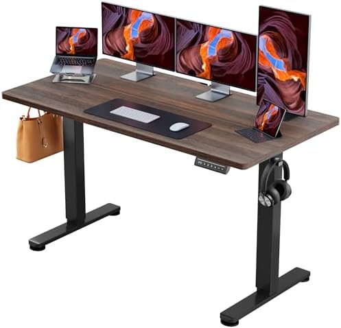 ErGear Height Adjustable Electric Standing Desk  47 2 x 23 6 Inches Sit Stand up Desk  Memory Computer Home Office Desk with Two Piece Desktop  Carbon Fiber Black