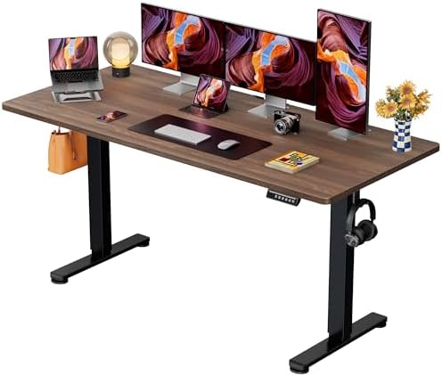 ErGear Height Adjustable Electric Standing Desk  47 2 x 23 6 Inches Sit Stand up Desk  Memory Computer Home Office Desk with Two Piece Desktop  Carbon Fiber Black