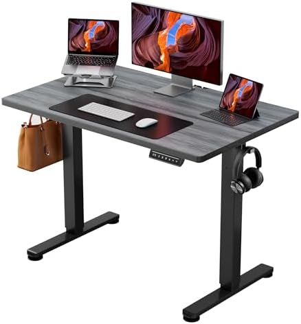 ErGear Height Adjustable Electric Standing Desk  47 2 x 23 6 Inches Sit Stand up Desk  Memory Computer Home Office Desk with Two Piece Desktop  Carbon Fiber Black