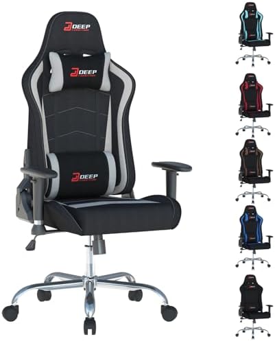 Ergonomic Gaming Chair with Footrest and Lumbar Massage  Racing Office Chair  High Back Computer Desk Chair with Headrest Pillow for Adults  Video Game Chair for PC Gamer  1001 White 