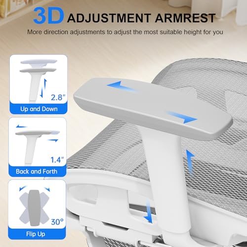 Ergonomic Mesh Office Chair  Home Desk Chair Comfy with Adjustable Lumbar Support 3D Headrest and Armrests  Reclining Big and Tall High Back Computer Gaming Chairs for Man Women  350lbs Black