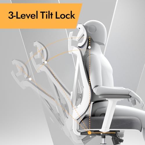 Ergonomic Mesh Office Chair   3D Adjustable Lumbar Support & 3D Armrests  V Shaped Back  Adjustable Desk Chair for Office & Home  White