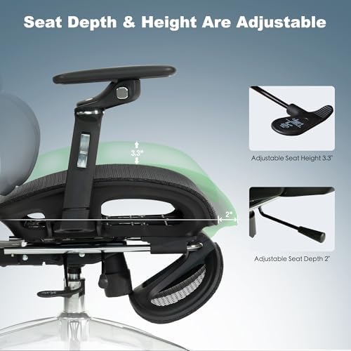 Ergonomic Mesh Office & Gaming Chair with Footrest  High Back Home Office Desk Chair  Comfortable 3D Lumbar Support  130  Tilt  Adjustable Seat Depth  Adjustable 6D Armrest & 3D Headrest Black Pro 