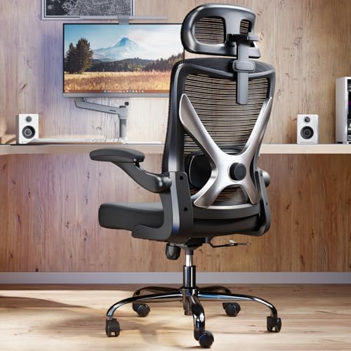 Ergonomic Office Chair   X Shaped Computer Desk Chair Comfy  Gaming Chair  Office Chair with Lumbar Support  Mesh Office Chairs with Headrests  Desk Chair for Long Hours  Black Silver 