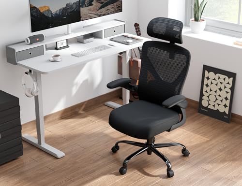 Ergonomic Office Chair   X Shaped Computer Desk Chair Comfy  Gaming Chair  Office Chair with Lumbar Support  Mesh Office Chairs with Headrests  Desk Chair for Long Hours  Black Silver 
