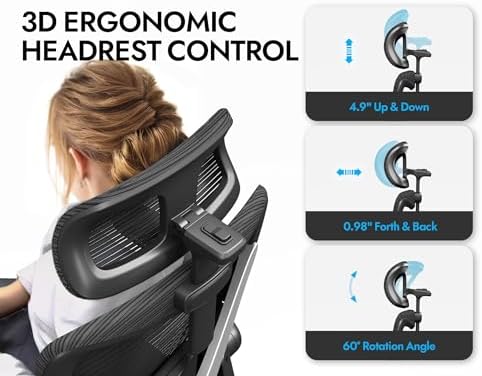 Ergonomic Office Chair   X Shaped Computer Desk Chair Comfy  Gaming Chair  Office Chair with Lumbar Support  Mesh Office Chairs with Headrests  Desk Chair for Long Hours  Black Silver 