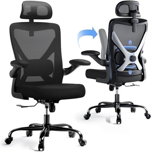Ergonomic Office Chair   X Shaped Computer Desk Chair Comfy  Gaming Chair  Office Chair with Lumbar Support  Mesh Office Chairs with Headrests  Desk Chair for Long Hours  Black Silver 