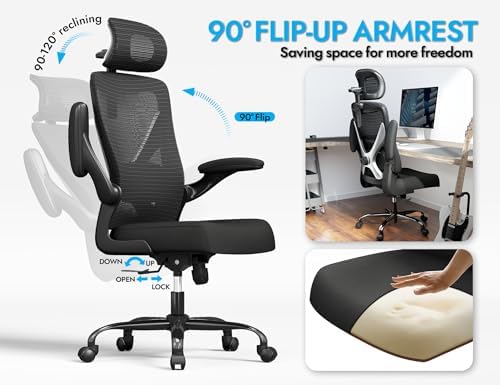 Ergonomic Office Chair   X Shaped Computer Desk Chair Comfy  Gaming Chair  Office Chair with Lumbar Support  Mesh Office Chairs with Headrests  Desk Chair for Long Hours  Black Silver 