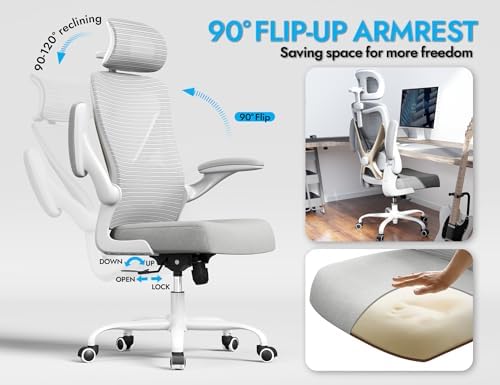 Ergonomic Office Chair   X Shaped Computer Desk Chair Comfy  Gaming Chair  Office Chair with Lumbar Support  Mesh Office Chairs with Headrests  Desk Chair for Long Hours  Black Silver 