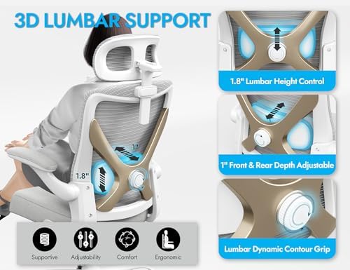 Ergonomic Office Chair   X Shaped Computer Desk Chair Comfy  Gaming Chair  Office Chair with Lumbar Support  Mesh Office Chairs with Headrests  Desk Chair for Long Hours  Black Silver 