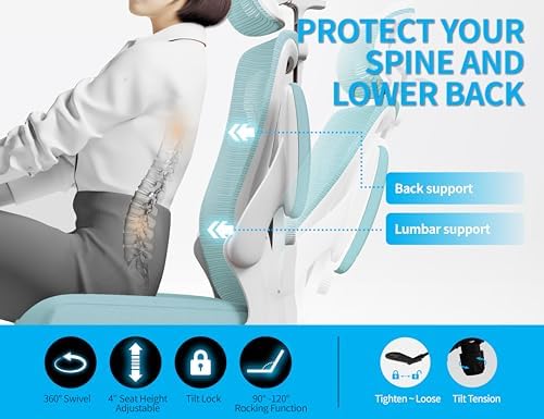 Ergonomic Office Chair   X Shaped Computer Desk Chair Comfy  Gaming Chair  Office Chair with Lumbar Support  Mesh Office Chairs with Headrests  Desk Chair for Long Hours  Black Silver 