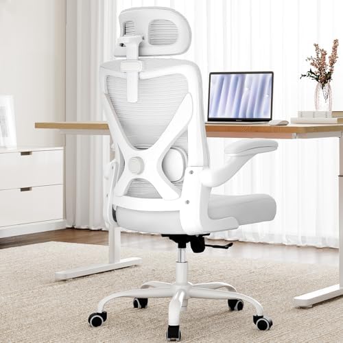 Ergonomic Office Chair   X Shaped Computer Desk Chair Comfy  Gaming Chair  Office Chair with Lumbar Support  Mesh Office Chairs with Headrests  Desk Chair for Long Hours  Black Silver 
