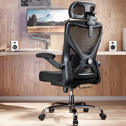 Ergonomic Office Chair   X Shaped Computer Desk Chair Comfy  Gaming Chair  Office Chair with Lumbar Support  Mesh Office Chairs with Headrests  Desk Chair for Long Hours  Black Silver 