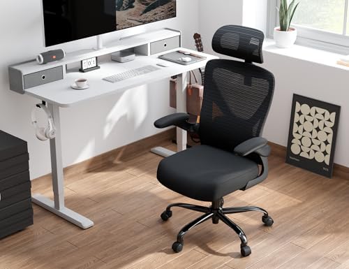 Ergonomic Office Chair   X Shaped Computer Desk Chair Comfy  Gaming Chair  Office Chair with Lumbar Support  Mesh Office Chairs with Headrests  Desk Chair for Long Hours  Black Silver 