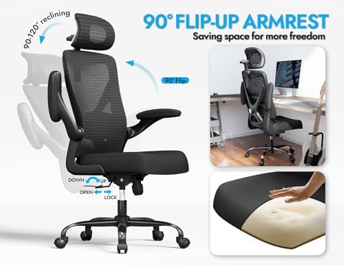 Ergonomic Office Chair   X Shaped Computer Desk Chair Comfy  Gaming Chair  Office Chair with Lumbar Support  Mesh Office Chairs with Headrests  Desk Chair for Long Hours  Black Silver 