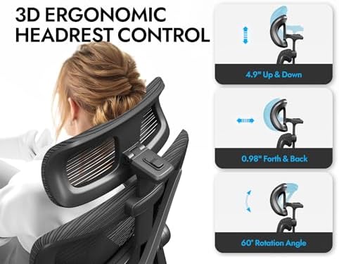 Ergonomic Office Chair   X Shaped Computer Desk Chair Comfy  Gaming Chair  Office Chair with Lumbar Support  Mesh Office Chairs with Headrests  Desk Chair for Long Hours  Black Silver 