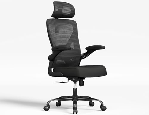 Ergonomic Office Chair   X Shaped Computer Desk Chair Comfy  Gaming Chair  Office Chair with Lumbar Support  Mesh Office Chairs with Headrests  Desk Chair for Long Hours  Black Silver 