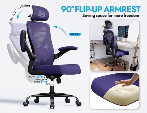 Ergonomic Office Chair   X Shaped Computer Desk Chair Comfy  Gaming Chair  Office Chair with Lumbar Support  Mesh Office Chairs with Headrests  Desk Chair for Long Hours  Black Silver 