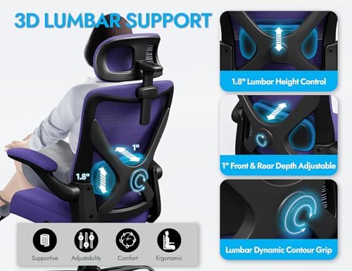 Ergonomic Office Chair   X Shaped Computer Desk Chair Comfy  Gaming Chair  Office Chair with Lumbar Support  Mesh Office Chairs with Headrests  Desk Chair for Long Hours  Black Silver 