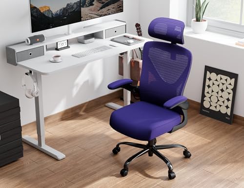 Ergonomic Office Chair   X Shaped Computer Desk Chair Comfy  Gaming Chair  Office Chair with Lumbar Support  Mesh Office Chairs with Headrests  Desk Chair for Long Hours  Black Silver 