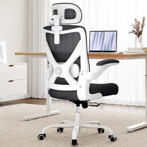 Ergonomic Office Chair   X Shaped Computer Desk Chair Comfy  Gaming Chair  Office Chair with Lumbar Support  Mesh Office Chairs with Headrests  Desk Chair for Long Hours  Black Silver 