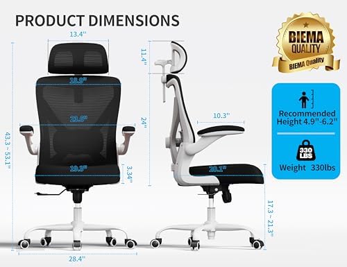 Ergonomic Office Chair   X Shaped Computer Desk Chair Comfy  Gaming Chair  Office Chair with Lumbar Support  Mesh Office Chairs with Headrests  Desk Chair for Long Hours  Black Silver 