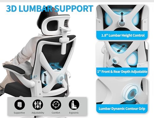 Ergonomic Office Chair   X Shaped Computer Desk Chair Comfy  Gaming Chair  Office Chair with Lumbar Support  Mesh Office Chairs with Headrests  Desk Chair for Long Hours  Black Silver 