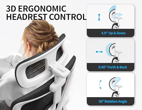 Ergonomic Office Chair   X Shaped Computer Desk Chair Comfy  Gaming Chair  Office Chair with Lumbar Support  Mesh Office Chairs with Headrests  Desk Chair for Long Hours  Black Silver 