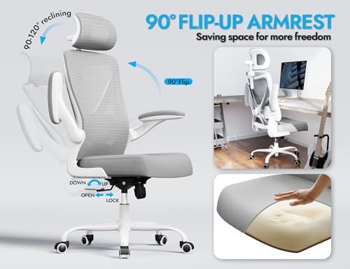 Ergonomic Office Chair   X Shaped Computer Desk Chair Comfy  Gaming Chair  Office Chair with Lumbar Support  Mesh Office Chairs with Headrests  Desk Chair for Long Hours  Black Silver 
