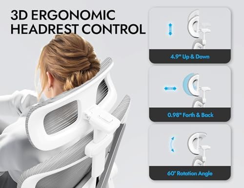 Ergonomic Office Chair   X Shaped Computer Desk Chair Comfy  Gaming Chair  Office Chair with Lumbar Support  Mesh Office Chairs with Headrests  Desk Chair for Long Hours  Black Silver 