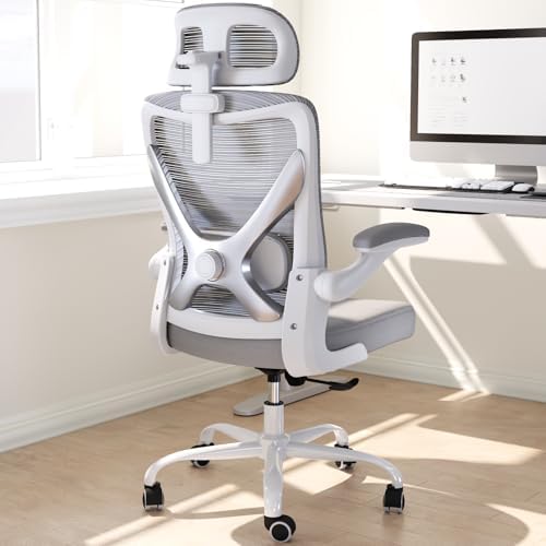 Ergonomic Office Chair   X Shaped Computer Desk Chair Comfy  Gaming Chair  Office Chair with Lumbar Support  Mesh Office Chairs with Headrests  Desk Chair for Long Hours  Black Silver 