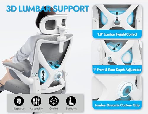 Ergonomic Office Chair   X Shaped Computer Desk Chair Comfy  Gaming Chair  Office Chair with Lumbar Support  Mesh Office Chairs with Headrests  Desk Chair for Long Hours  Black Silver 